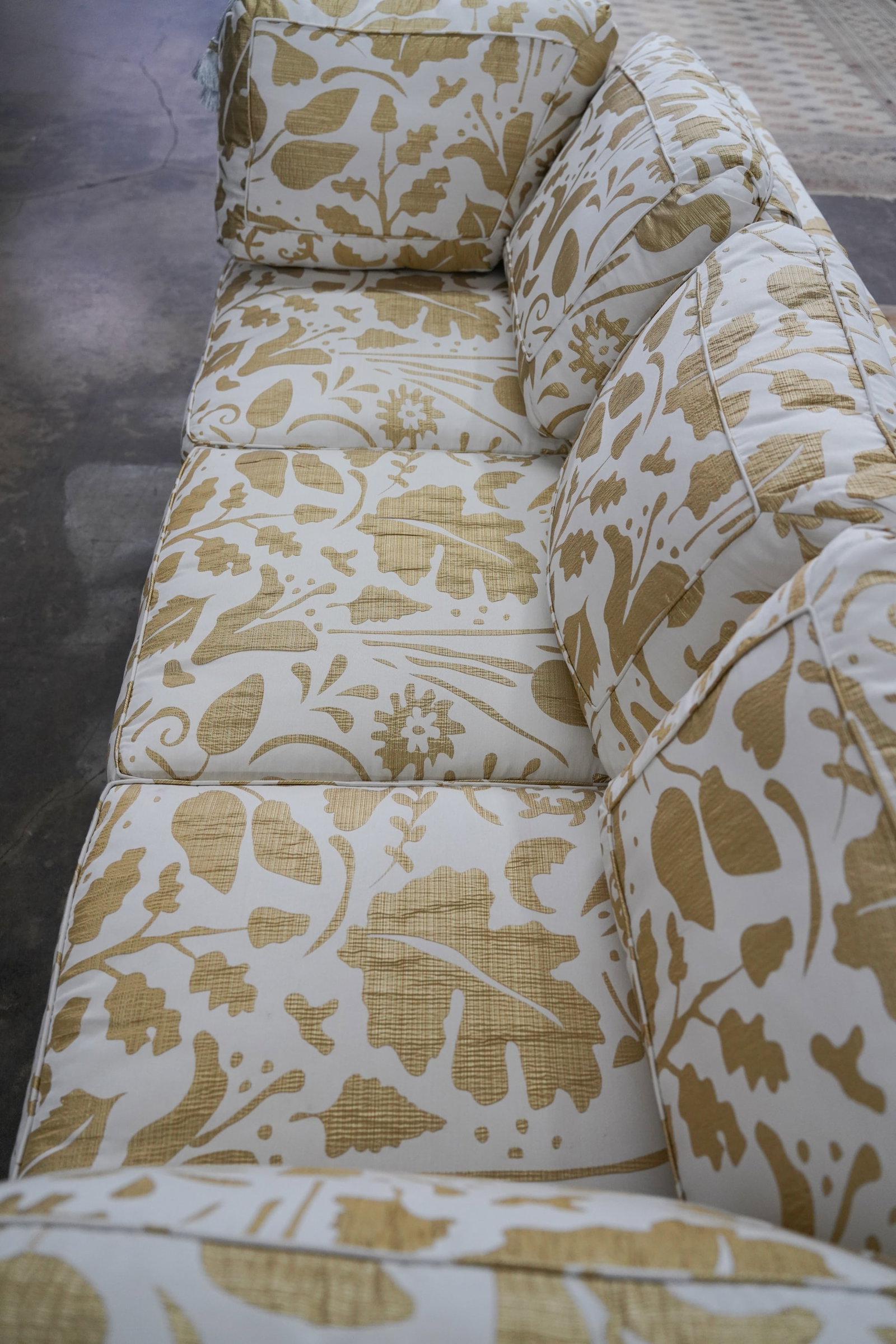 White and Gold Upholstered Sofa - 11