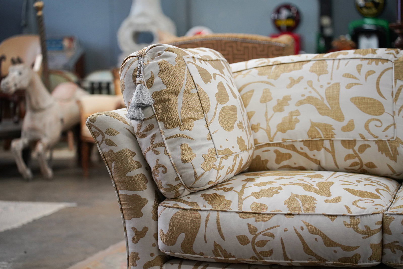 White and Gold Upholstered Sofa - 2