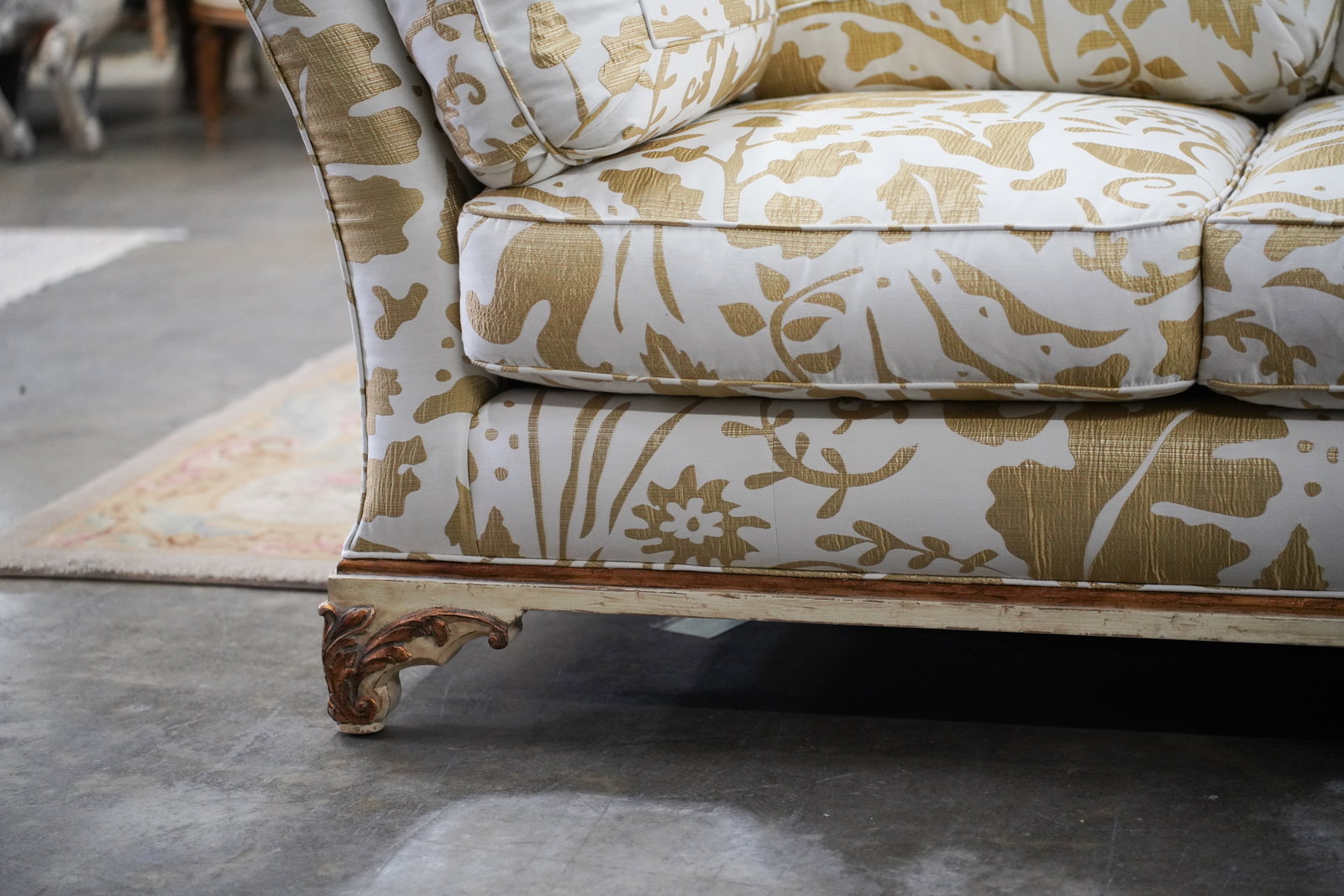 White and Gold Upholstered Sofa - 3
