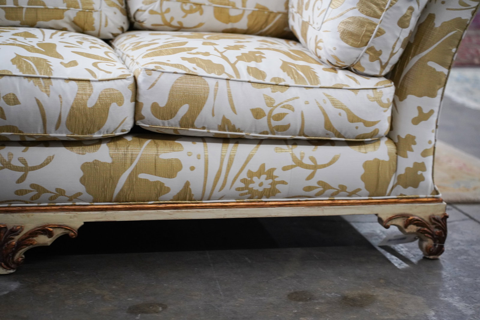 White and Gold Upholstered Sofa - 4