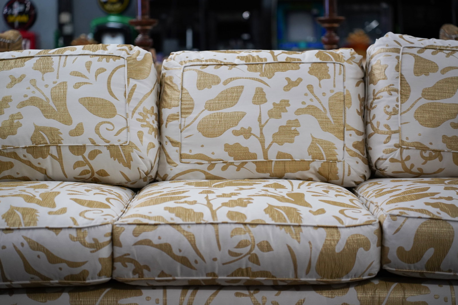 White and Gold Upholstered Sofa - 6