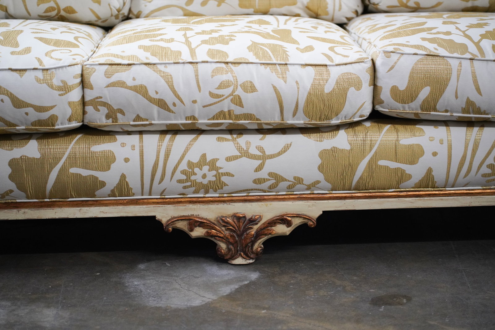 White and Gold Upholstered Sofa - 7