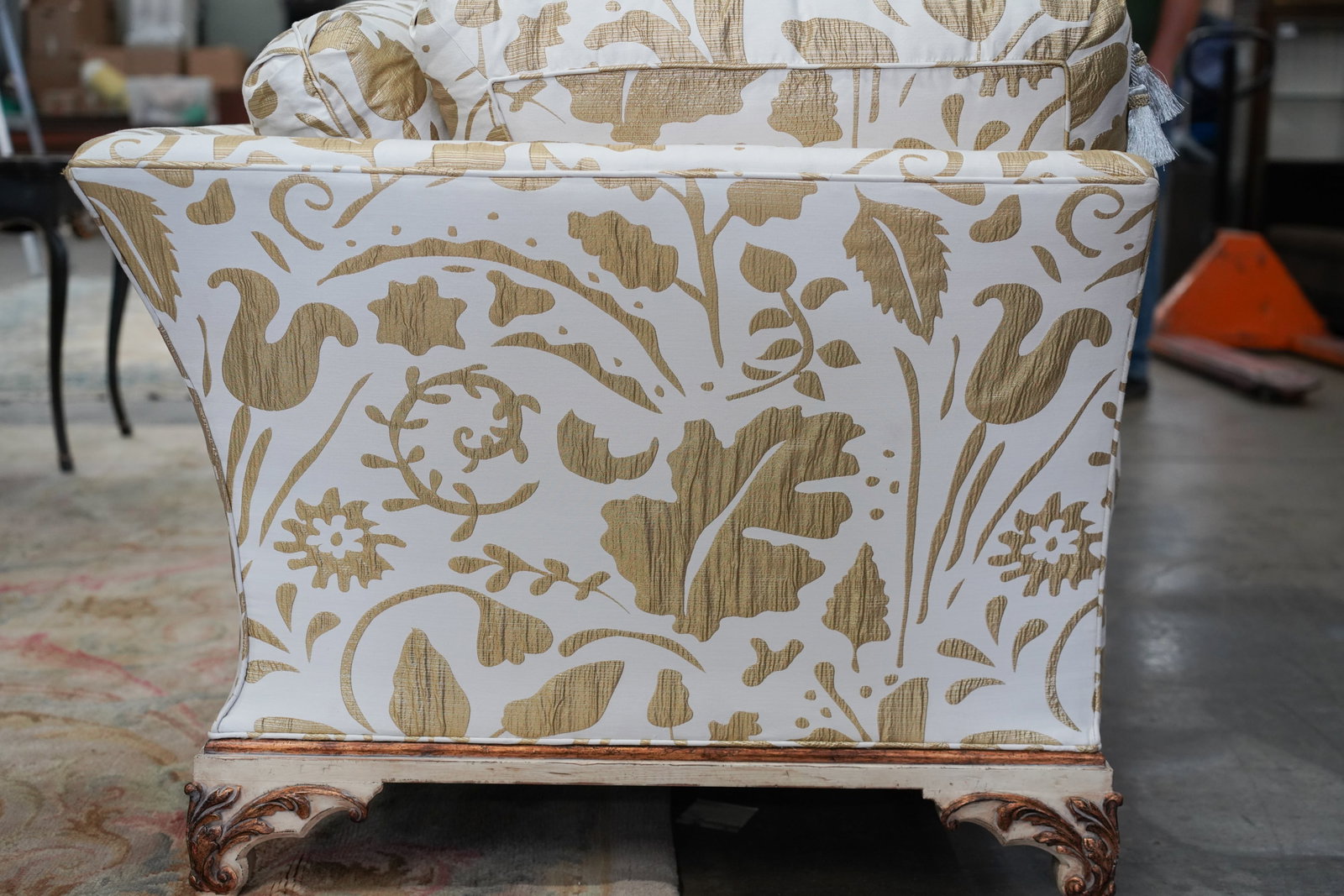 White and Gold Upholstered Sofa - 8
