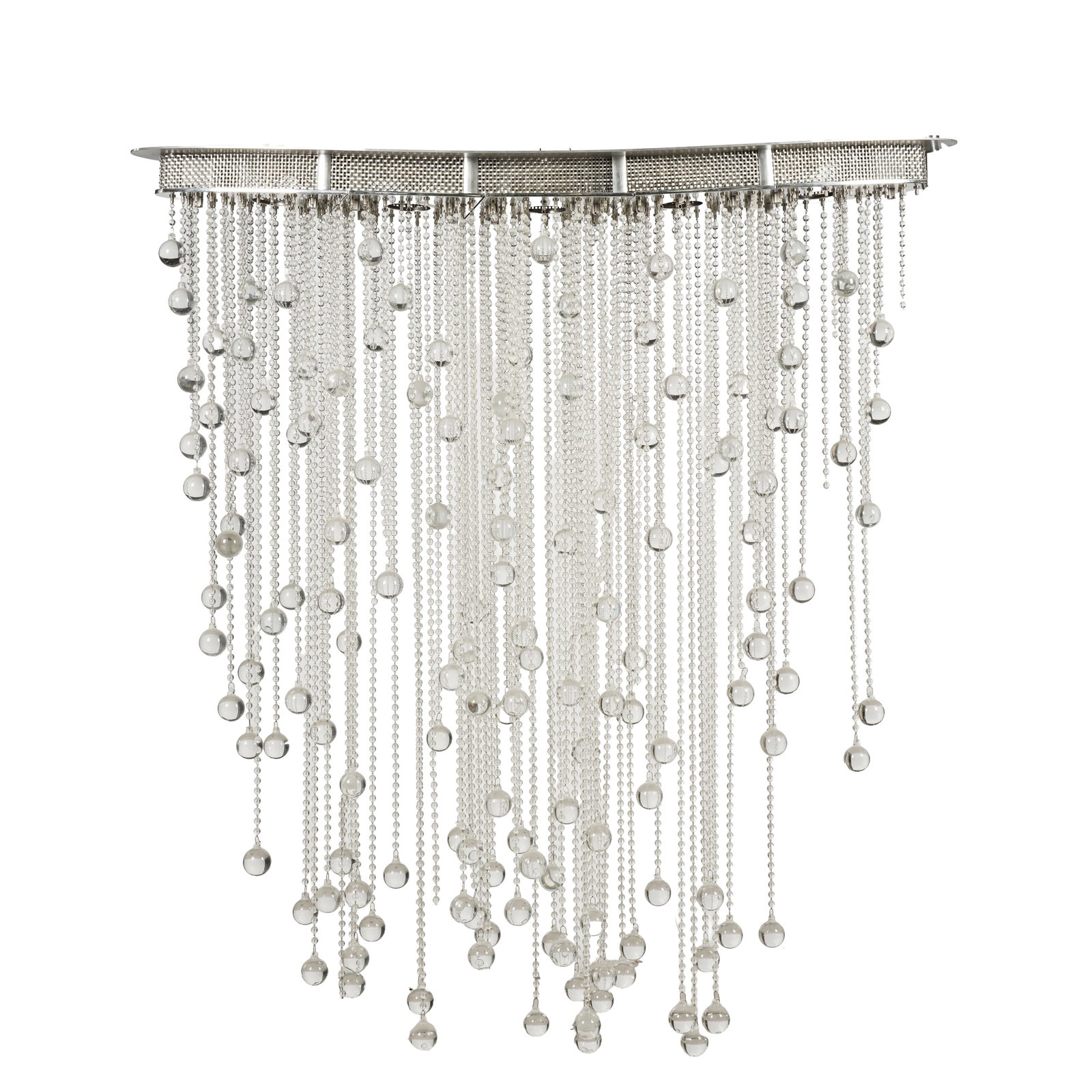 Cascade by Todd Rugee Modern Beaded Chandelier: 2004, metal label, 51 1/2 x 48 in.
