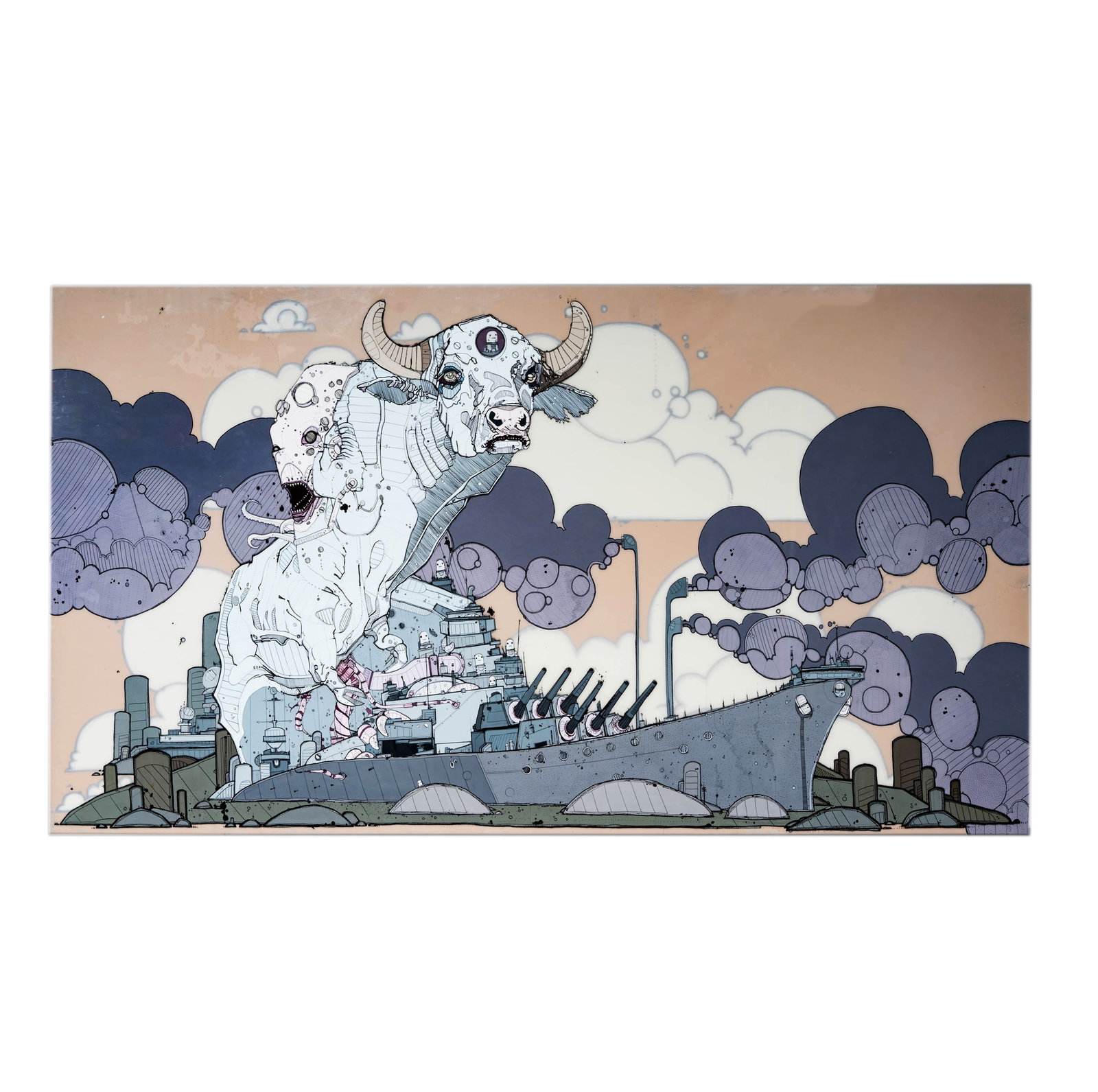 Nicholas Di Genova (Born 1981), Untitled: Ink and acrylic on mylar, frame: 43 x 74 in.