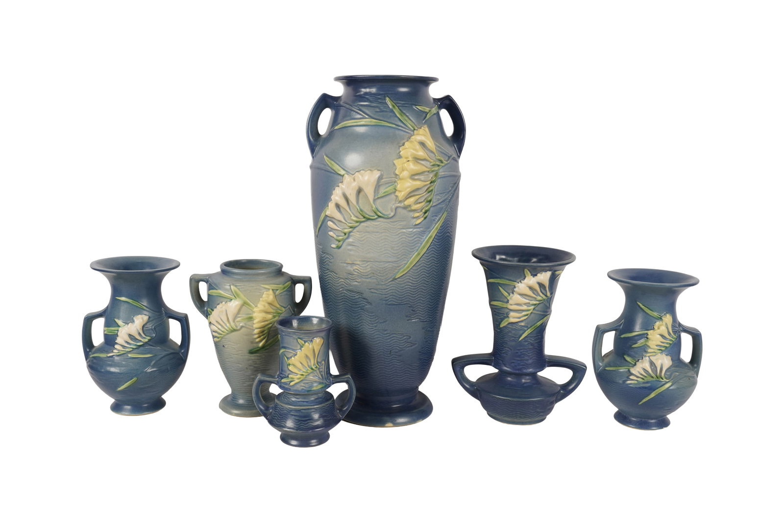 Six Roseville 'Freesia' Pottery Pieces (1 of 17)