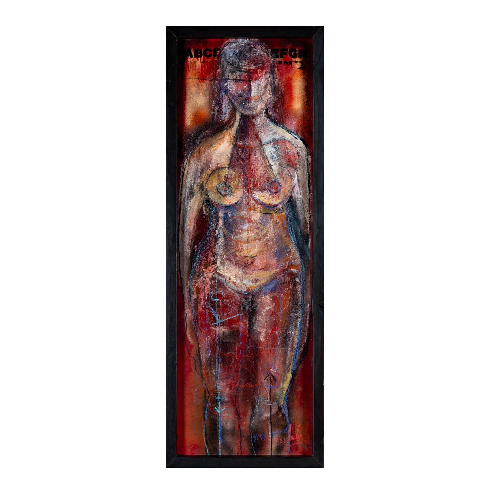 Lula Flores (B. 1960), Figural Nude: oil on panel, signed lower right, 47 1/2 x 15 in.