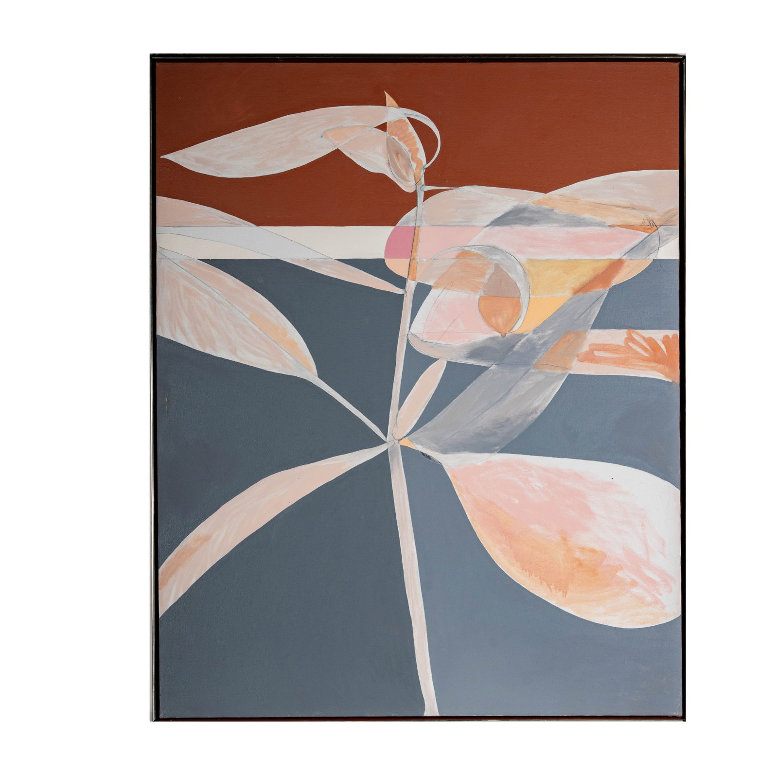 Large Painting of a Flower: signed and dated verso, acrylic on canvas, 60 x 48 in.