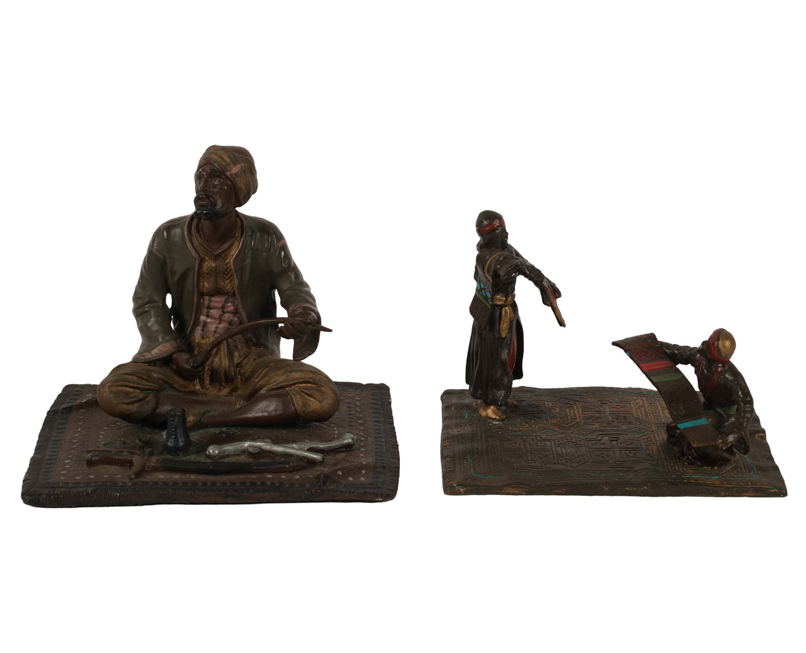 Two Orientalist Bronze Groups: largest:5 x 6 x 4 3/4 in., smallest: 4 x 5 1/2 x 4 in.