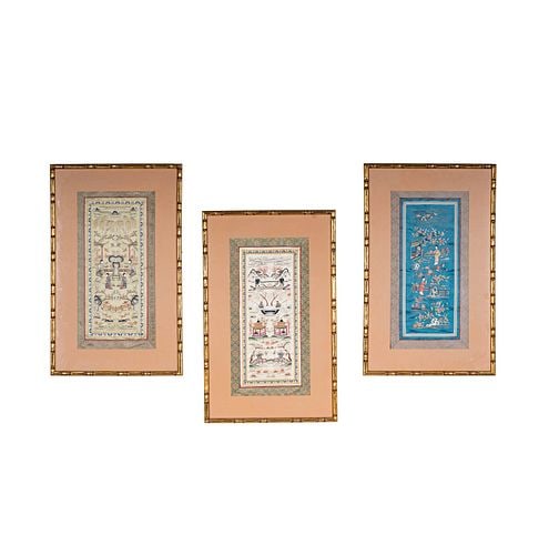Three Chinese Framed Textiles - 15