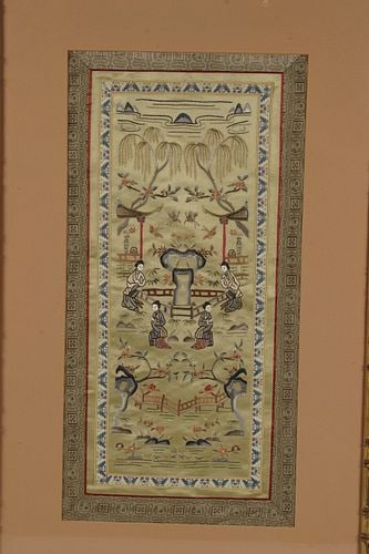 Three Chinese Framed Textiles - 3