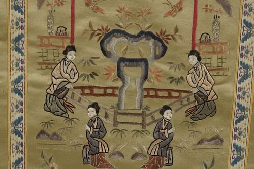 Three Chinese Framed Textiles - 5