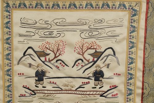 Three Chinese Framed Textiles - 9
