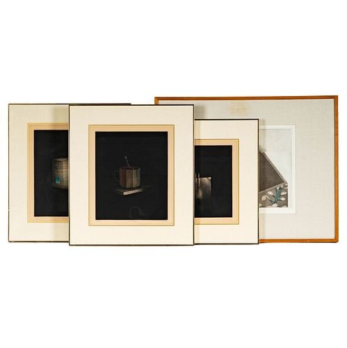 Kyu-Baik Hwang (b. 1932)/Tomoe Yokoi, Four Works: Buyer's Premium is 25% on Abell.com Buyer's Premium is 28% on Liveauctioneers.com each signed and titled, largest:, sight: 13 x 14 1/2 in., frame: 22 x 27 1/2 in.