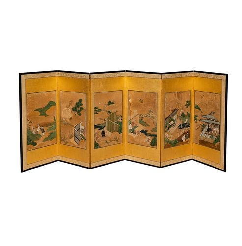 Six-Panel Japanese Painted Folding Screen (1 of 17)