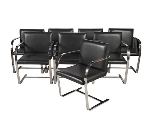 Set of Eight Gordon International Brno Chair: Buyer's Premium is 25% on Abell.com Buyer's Premium is 28% on Liveauctioneers.com with label to underside, 32 x 22 3/4 x 20 in., seat height: 18 in.