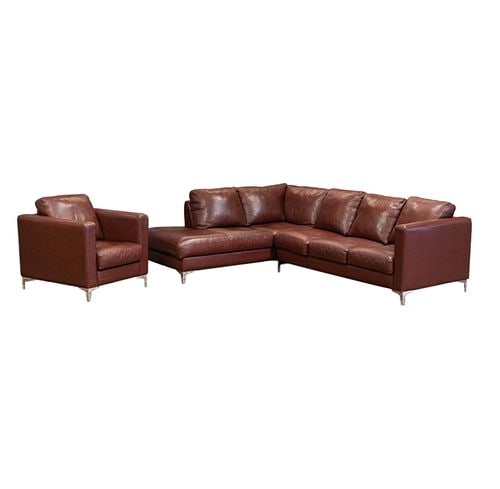 Modern Burgundy Leather Sectional and Club Chair: Buyer's Premium is 25% on Abell.com Buyer's Premium is 28% on Liveauctioneers.com