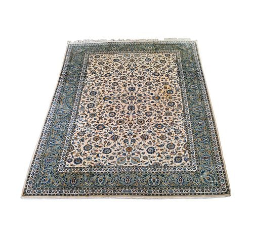 Kashan Carpet, 10' x 14': Buyer's Premium is 25% on Abell.com Buyer's Premium is 28% on Liveauctioneers.com wool, beige field, 10' x 14'