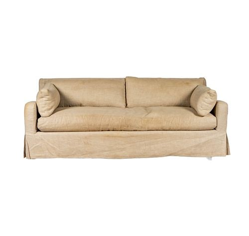 Slip-Cover Sofa: Buyer's Premium is 25% on Abell.com Buyer's Premium is 28% on Liveauctioneers.com downfill, 29 x 80 x 38 in., seat height: 17 in.