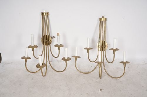 Five Large Modern Brass Five-Light Sconces - 10