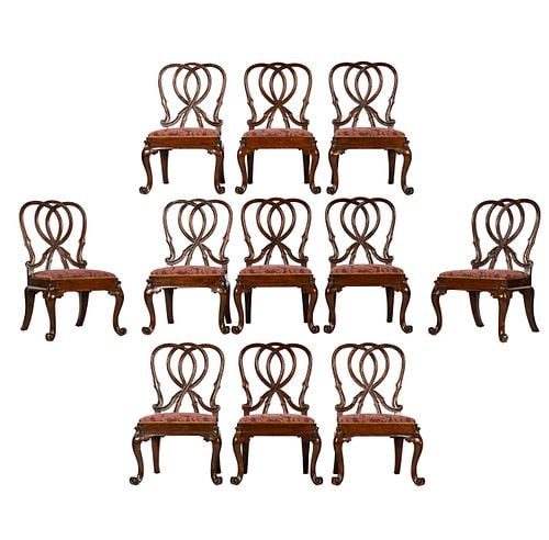 A Set of Rose Tarlow Georgina Ribbon Back Dining Chairs: Buyer's Premium is 25% on Abell.com Buyer's Premium is 28% on Liveauctioneers.com 40 1/2 x 22 x 26 in., seat height: 18 in.