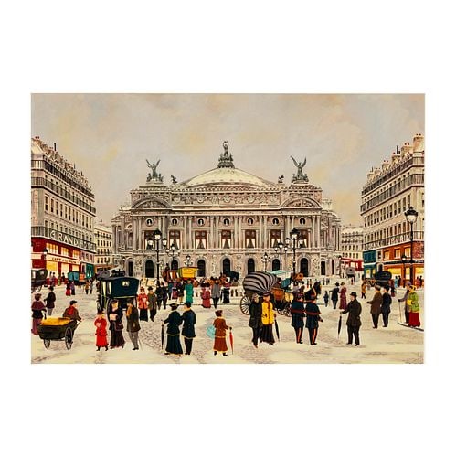 Michel Hermel (B.1934), Place De L'Opera: Buyer's Premium is 25% on Abell.com Buyer's Premium is 28% on Liveauctioneers.com serigraph, signed and numbered in pencil, sight: 16 1/2 x 23 1/2 in., frame: 26 3/4 x 33 1/2 in.