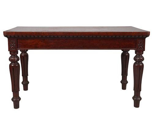 Mahogany Writing Table: Buyer's Premium is 25% on Abell.com Buyer's Premium is 28% on Liveauctioneers.com 30 1/2 x 54 1/4 x 27 in.