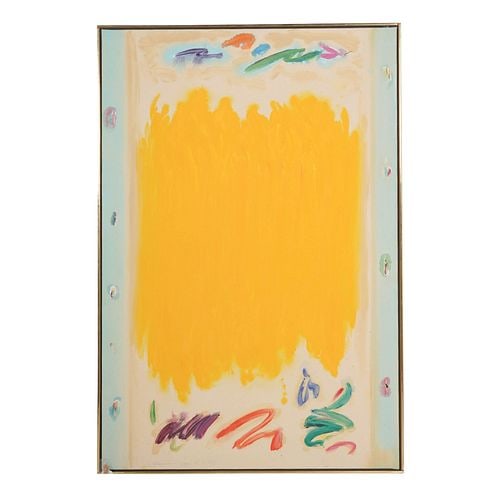 Yellow Moon: Buyer's Premium is 25% on Abell.com Buyer's Premium is 28% on Liveauctioneers.com 1978, oil on canvas, signed [illeg] recto and verso, titled and dated verso, 58 x 39 in., frame: 56 1/4 x 49 1/4 in.