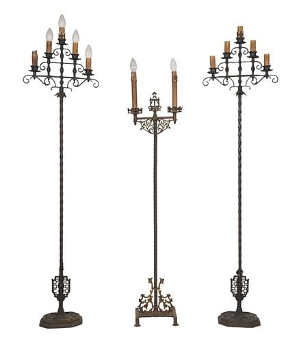 Three Assorted Iron Torchiere Floor Lamps (1 of 10)