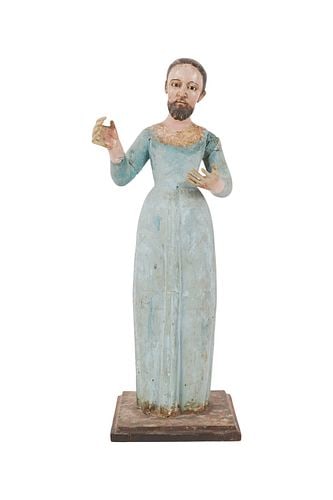 Carved Wood Santo: Buyer's Premium is 25% on Abell.com Buyer's Premium is 28% on Liveauctioneers.com 20 1/2 x 8 x 7 1/2 in.