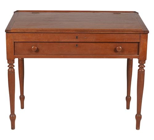 Oak School Master's Desk: Buyer's Premium is 25% on Abell.com Buyer's Premium is 28% on Liveauctioneers.com 36 1/2 x 42 1/4 x 23 1/2 in.