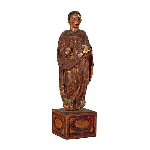 Santos Figure on Wood Base: Buyer's Premium is 25% on Abell.com Buyer's Premium is 28% on Liveauctioneers.com 38 1/2 x 10 1/2 x 10 1/2 in.