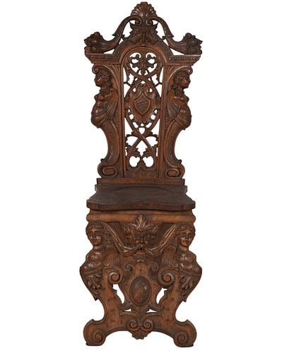 Renaissance Style Side Chair: Buyer's Premium is 25% on Abell.com Buyer's Premium is 28% on Liveauctioneers.com 46 x 17 1/2 x 22 in., seat height: 19 1/2 in.
