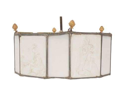 KPM Porcelain Light Hanging Fixture: Buyer's Premium is 25% on Abell.com Buyer's Premium is 28% on Liveauctioneers.com 8 x 16 in. (20.3 x 40.6 cm.)