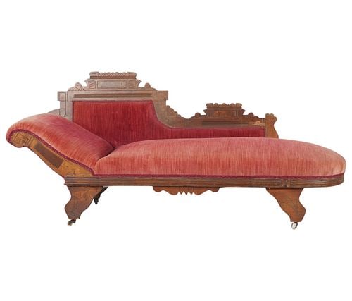 Eastlake Victorian Lounge: Buyer's Premium is 25% on Abell.com Buyer's Premium is 28% on Liveauctioneers.com 30 x 68 x 23 in.