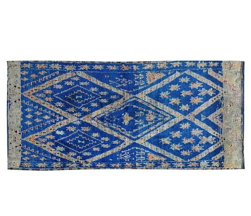 Moroccan Blue Berber Area Rug: Buyer's Premium is 25% on Abell.com Buyer's Premium is 28% on Liveauctioneers.com wool, 76 x 127 in.