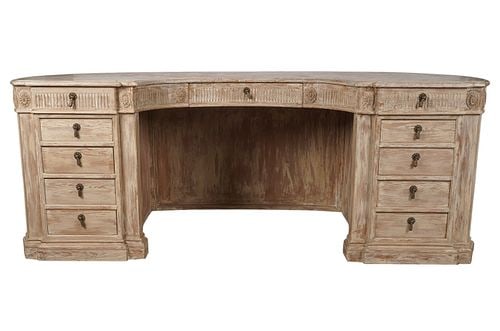 A Regence style Bleached Wood Bureau: Buyer's Premium is 25% on Abell.com Buyer's Premium is 28% on Liveauctioneers.com 30 x 80 x 35 in.