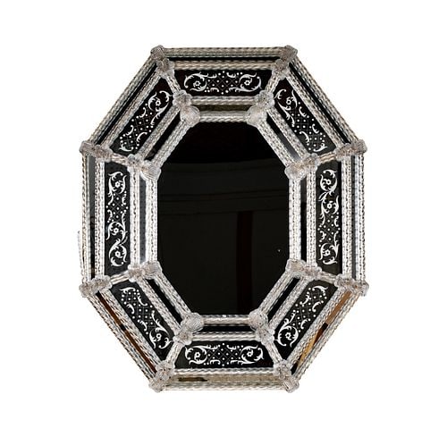Venetian Glass Mirror: Buyer's Premium is 25% on Abell.com Buyer's Premium is 28% on Liveauctioneers.com 33 1/2 x 28 in.