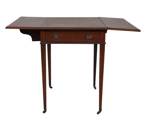 Walnut Inlaid Drop-Leaf Side Table (1 of 10)