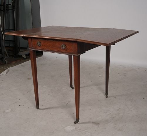 Walnut Inlaid Drop-Leaf Side Table - 2