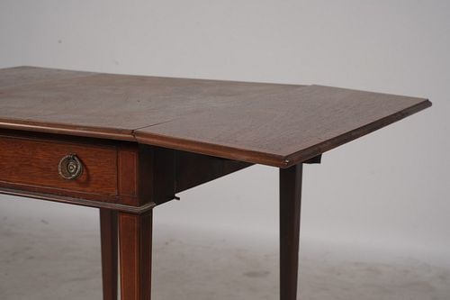 Walnut Inlaid Drop-Leaf Side Table - 3