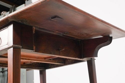 Walnut Inlaid Drop-Leaf Side Table - 6