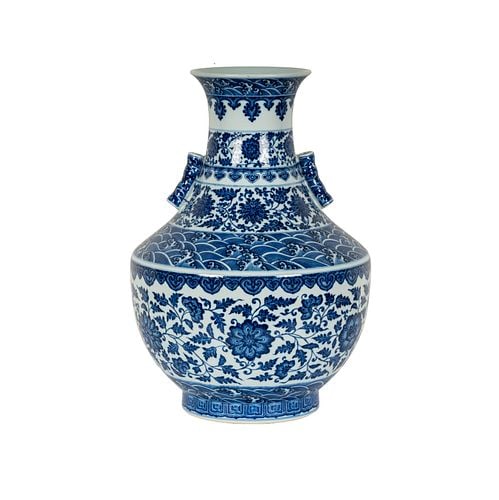 Chinese Blue and White Porcelain Vase: Buyer's Premium is 25% on Abell.com Buyer's Premium is 28% on Liveauctioneers.com marked to underside, 21 in. high