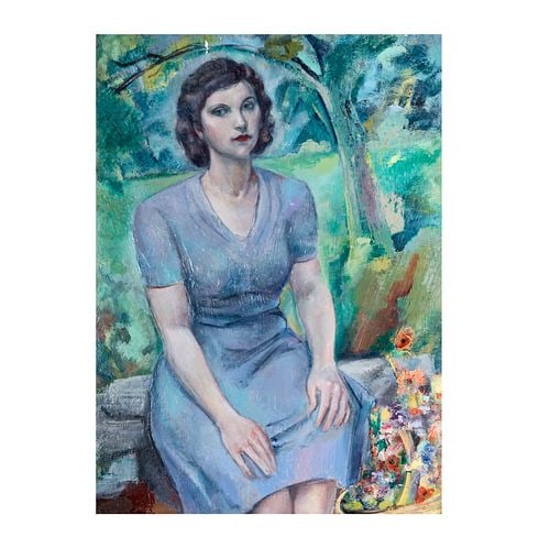 Maurice Sterne (AMERICAN, 1878-1957), Clare from Australia: Buyer's Premium is 25% on Abell.com Buyer's Premium is 28% on Liveauctioneers.com oil on board, 1945, signed and dated lower left, 45 x 32 1/4 in., frame: 53 x 40 1/2 in B. Lewin Galleries label