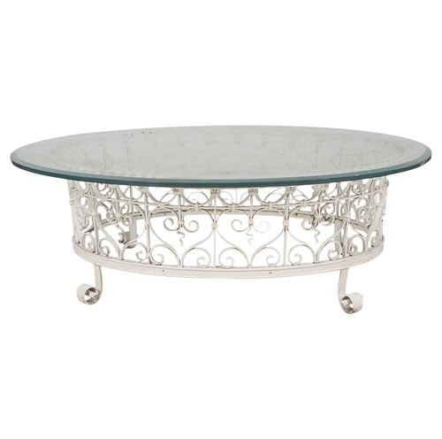 Iron and Glass Top Coffee Table: Buyer's Premium is 25% on Abell.com Buyer's Premium is 28% on Liveauctioneers.com