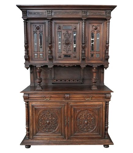 Renaissance Style Multi Part Cabinet: Buyer's Premium is 25% on Abell.com Buyer's Premium is 28% on Liveauctioneers.com 92x 59 x 21 1/4 in.