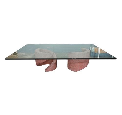 Terracotta and Glass Sculptural Coffee Table (1 of 10)