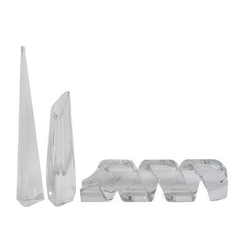 Three Baccarat Crystal Table Articles: Buyer's Premium is 25% on Abell.com Buyer's Premium is 28% on Liveauctioneers.com each marked, tallest: 18 in.