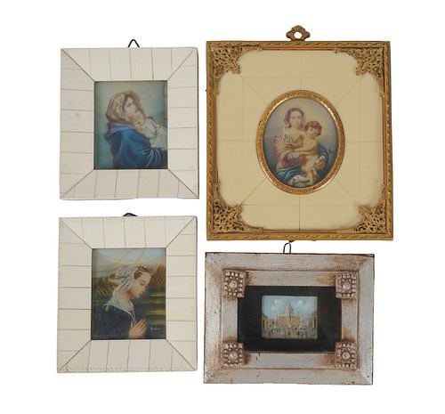Four Framed Portrait Miniatures: Buyer's Premium is 25% on Abell.com Buyer's Premium is 28% on Liveauctioneers.com smallest: 4 x 3 1/2 in., largest: 5 x 4 3/4 in.