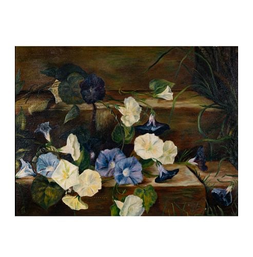 Floral Still Life: Buyer's Premium is 25% on Abell.com Buyer's Premium is 28% on Liveauctioneers.com oil on board, 14 1/4 x 18 1/2 in., frame: 19 1/2 x 24 in